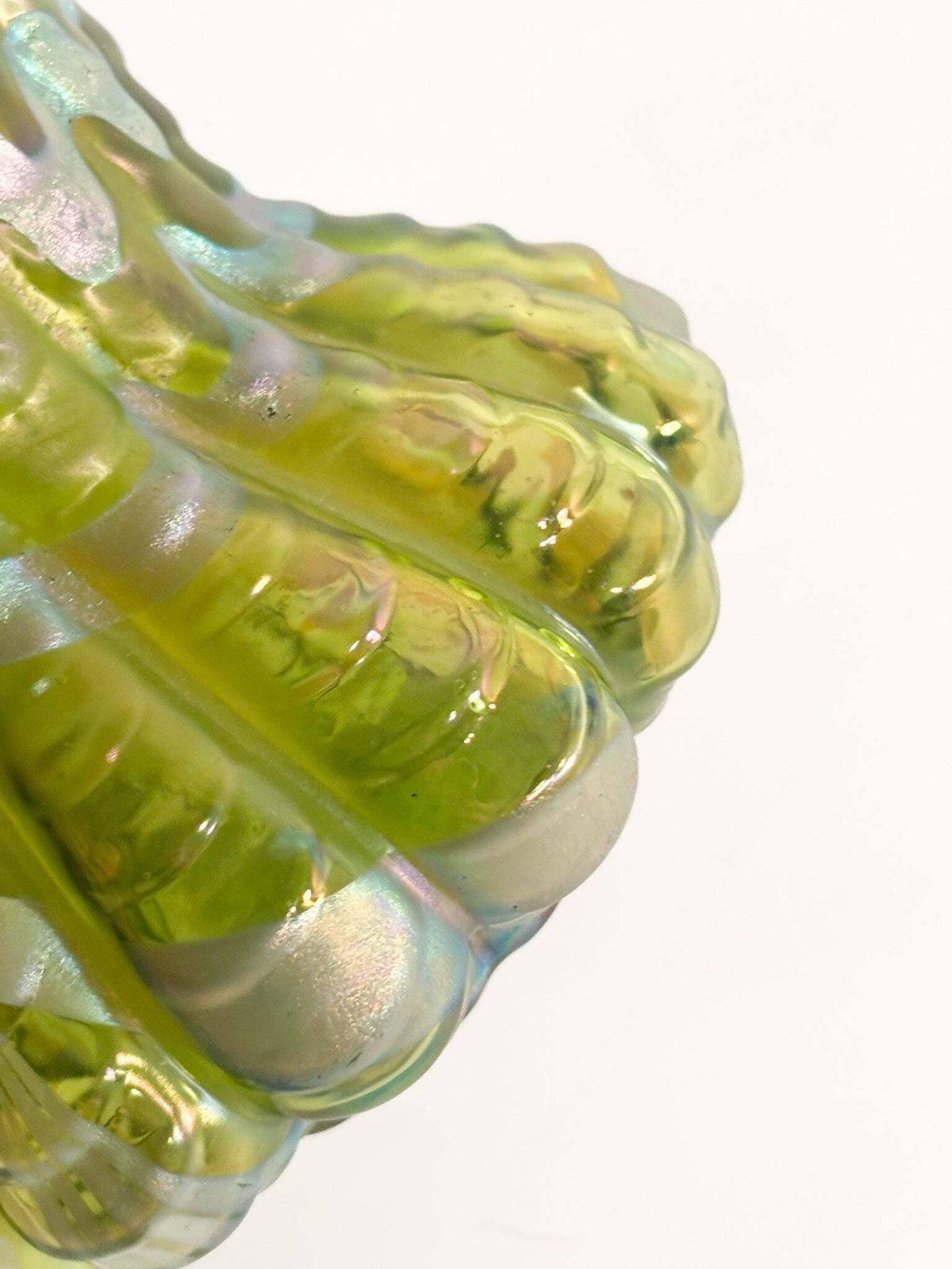 Loetz Green And Iridescent Silver Glass Vase 1950s photo buy