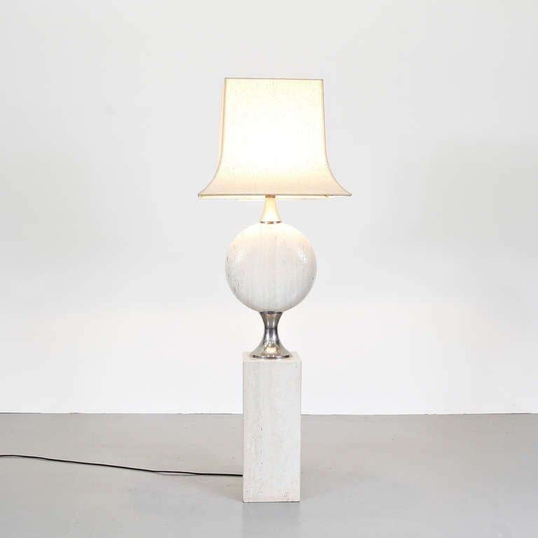 1970s Very Large Rare Maison Barbier Large Travertine Floor Lamp photo buy