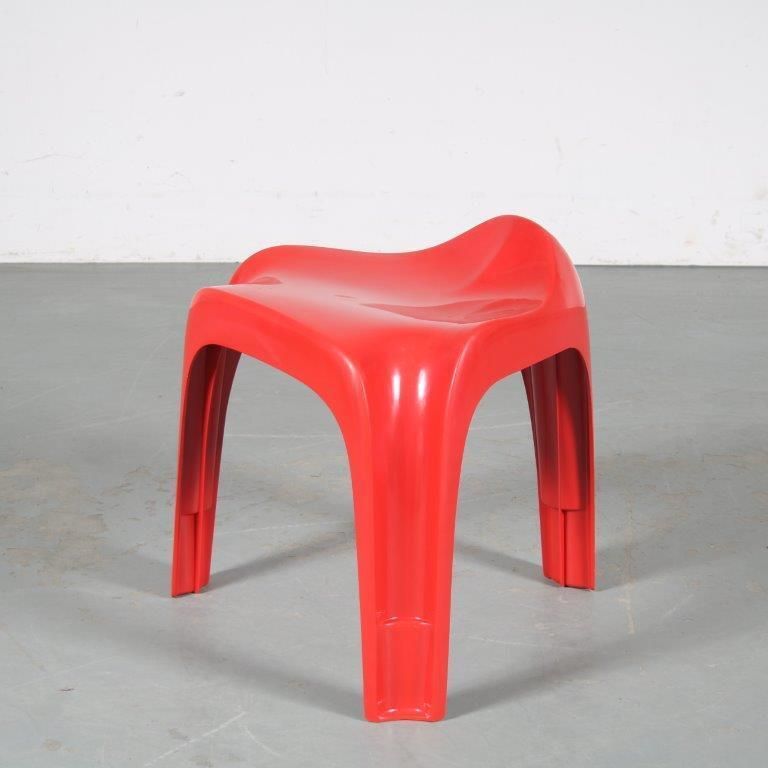 2000s Red “Casalino” Stool By Alexander Begge For Casala, Germany – Large Stock! photo furniture