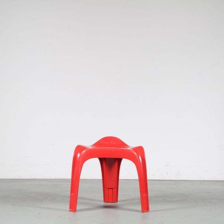 2000s Red “Casalino” Stool By Alexander Begge For Casala, Germany – Large Stock! photo vinterior