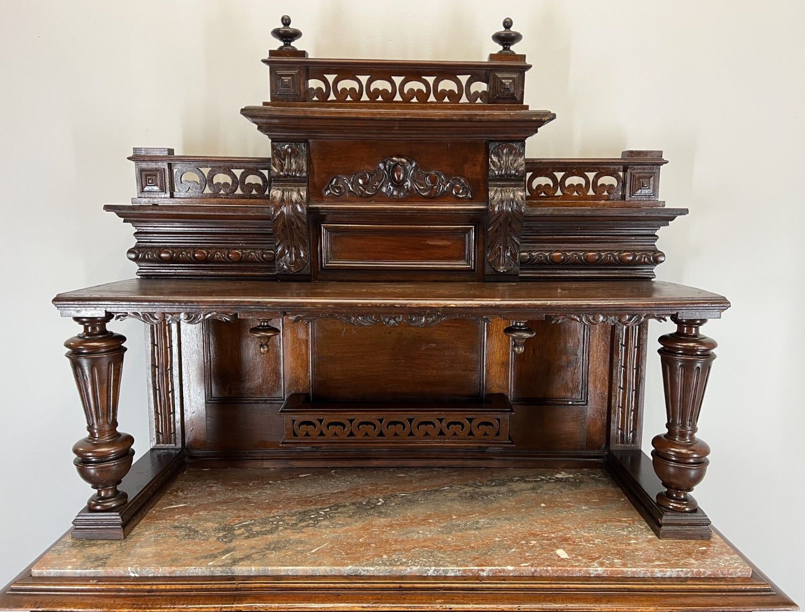 Sideboard Antique French Walnut Marble Cabinet Cupboard Display Lot 3576 photo Furniture