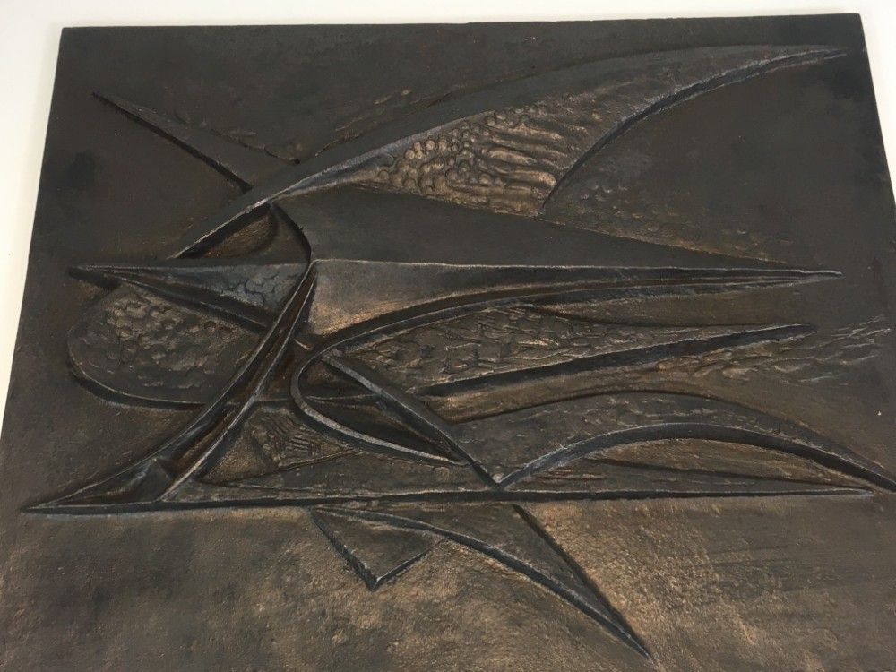 Modernist Cast Iron Fireback. Signed G Lecoff?. French. Circa 1950 photo 780.0