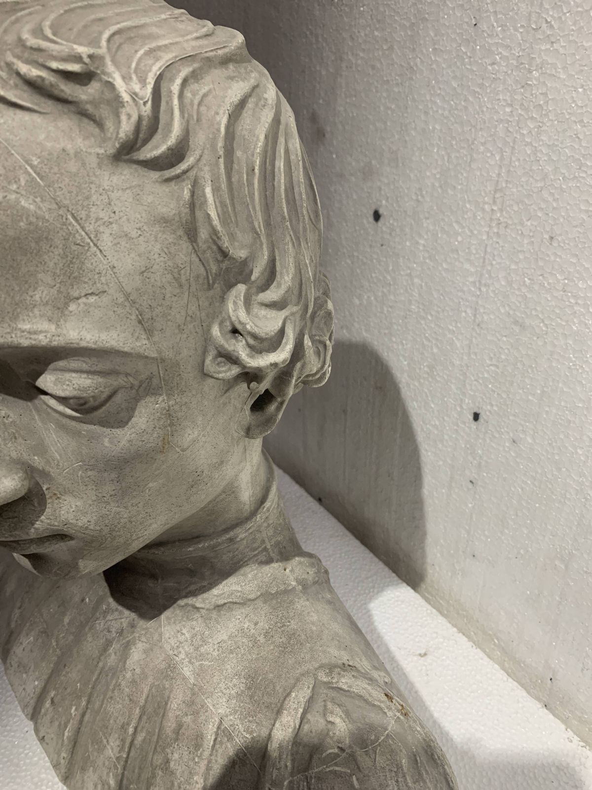 Sculpted Plaster Cast Bust Of A Young Man 20th Century photo Art