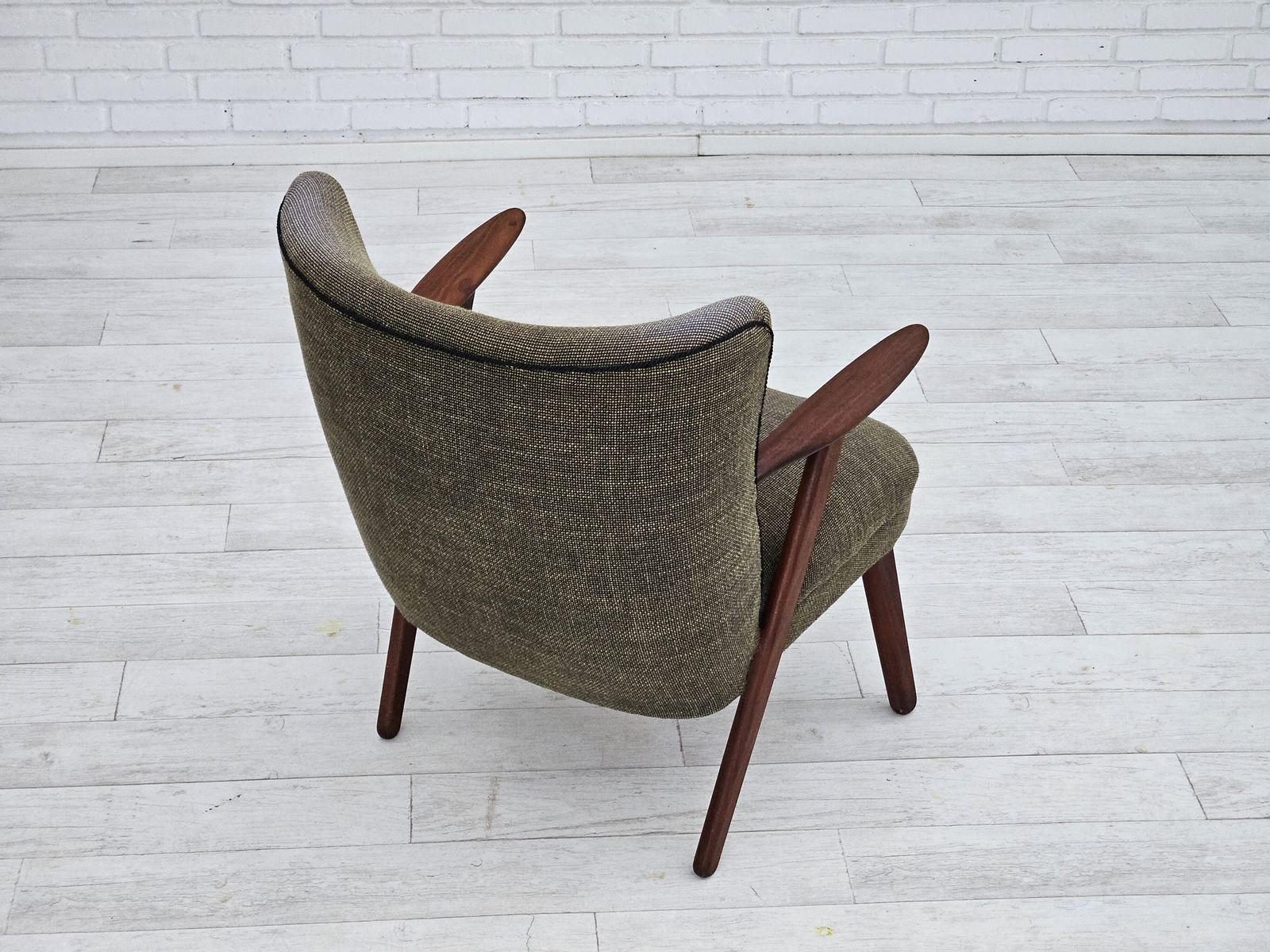 990.0 1960s, Danish Design By Erhardsen & Andersen, Armchair, Original Condition,Furniture Wool, Teak Wood. photo