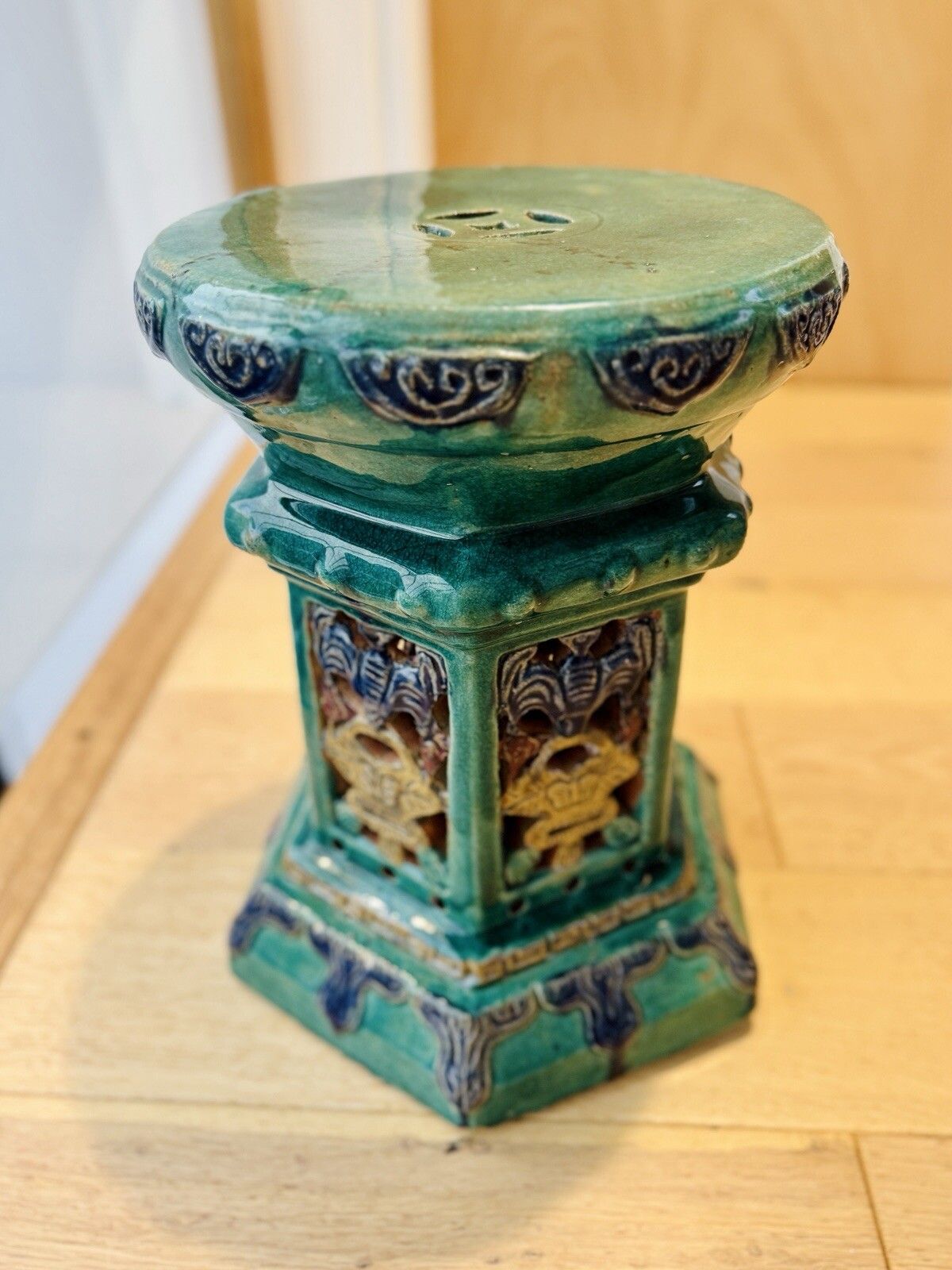 Vintage Mid 20th Century Chinese Earthenware Jardiniere / Pot Stand photo 125.0