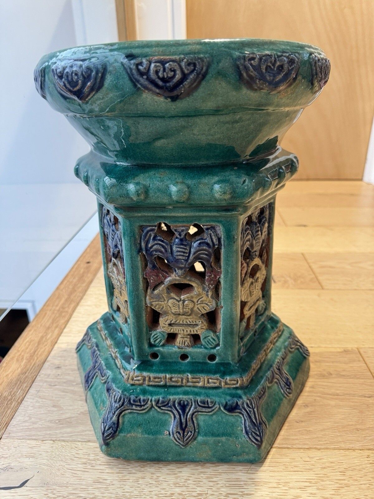 Vintage Mid 20th Century Chinese Earthenware Jardiniere / Pot Stand photo buy