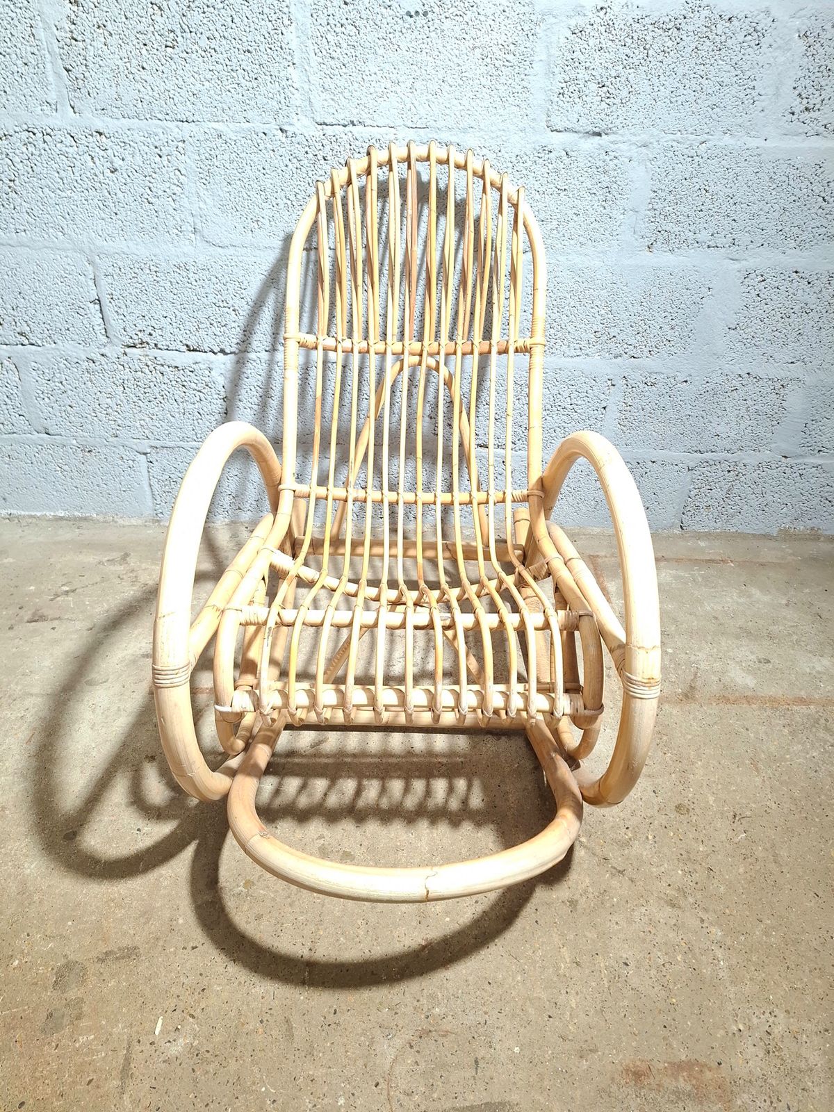 1970s Franco. Albini Bamboo Rocking Chair photo vintage