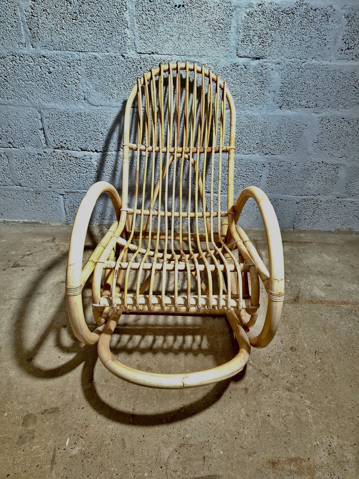 photo buy 1970s Franco. Albini Bamboo Rocking Chair