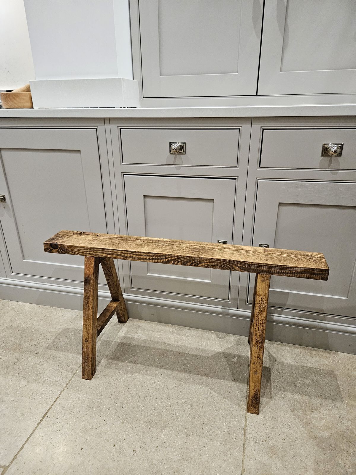 Handcrafted Rustic Trestle Bench photo furniture