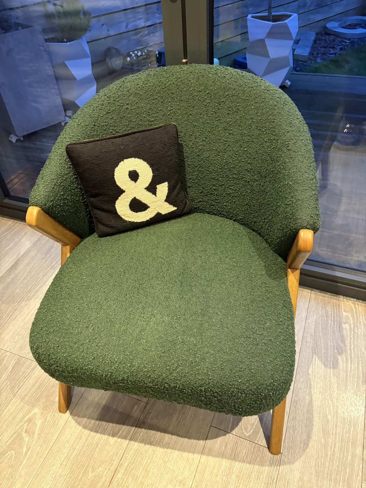 Green Boucle Chair, 21st Century photo for sale