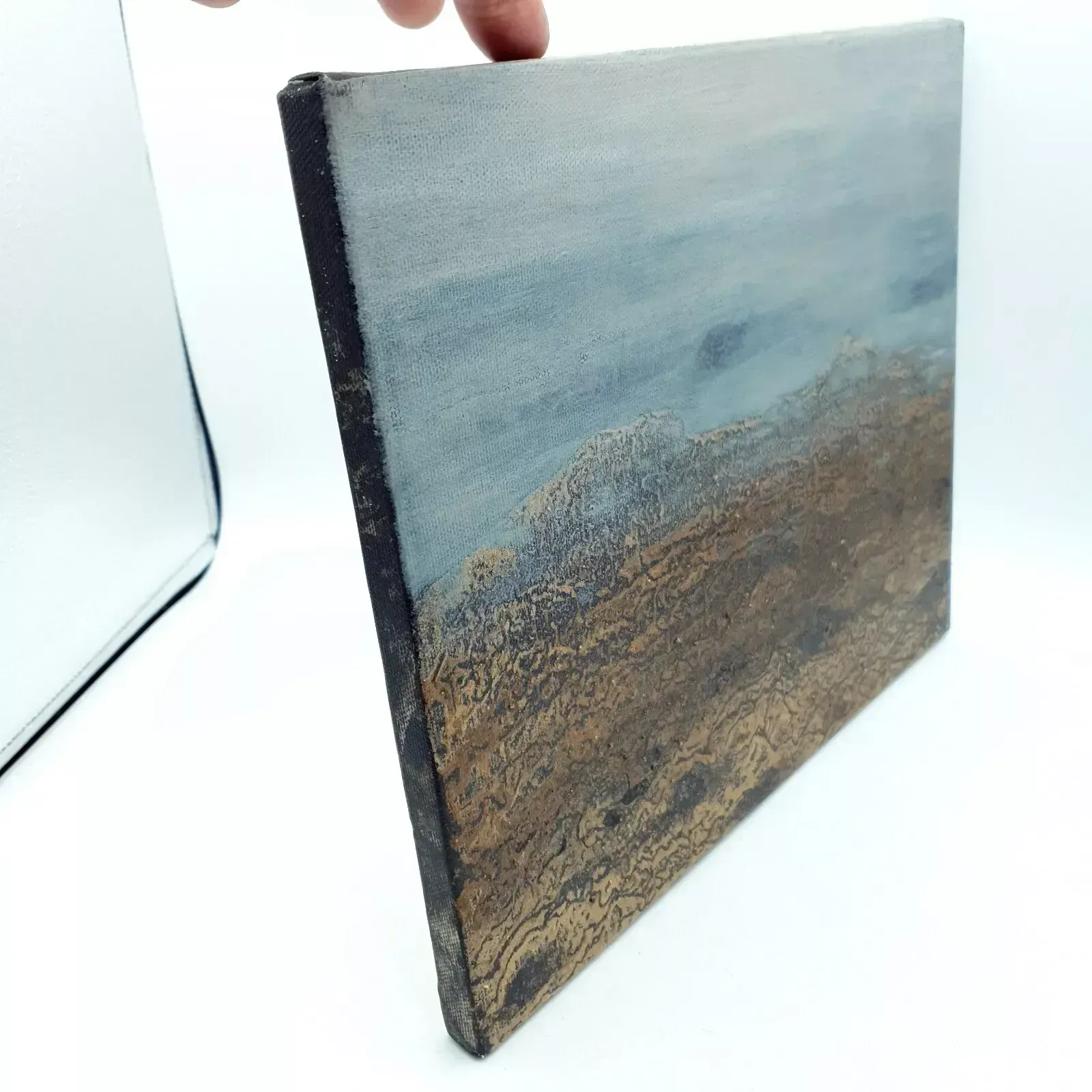 Art Signed Karen Picton Mud On Canvas Original Painting Dartmoor Earth Land Inspired photo