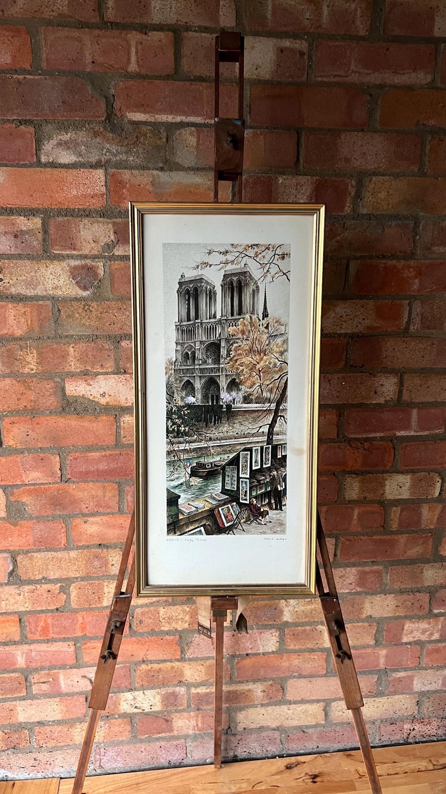 Mid Century Framed Print Of Notre Dame – Parisian Street Scene photo furniture