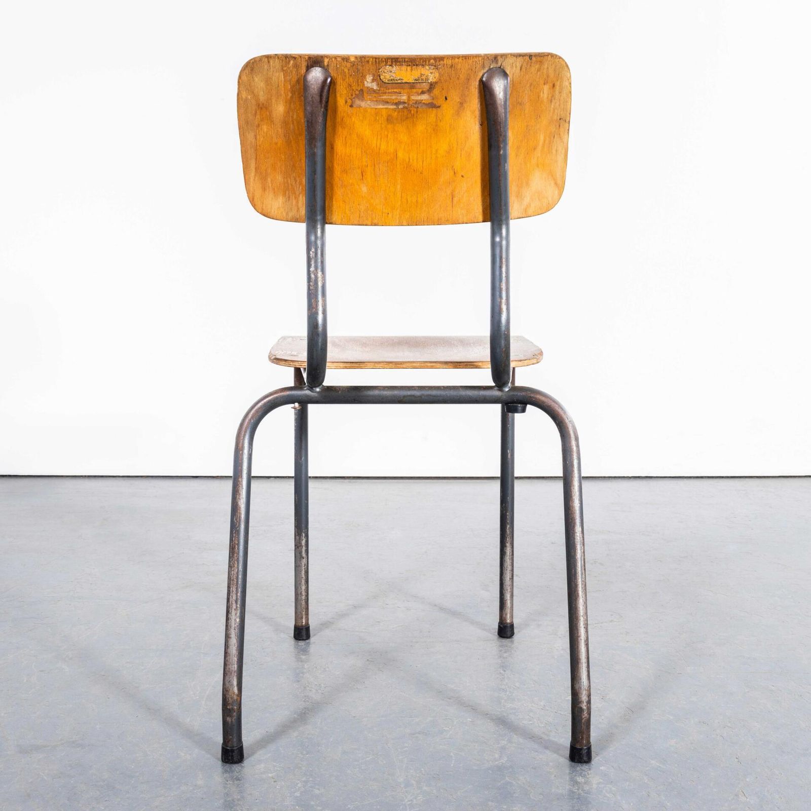 Furniture 1960’s Original Battle Grey French Stacking University Dining Chairs – Good Quantity photo