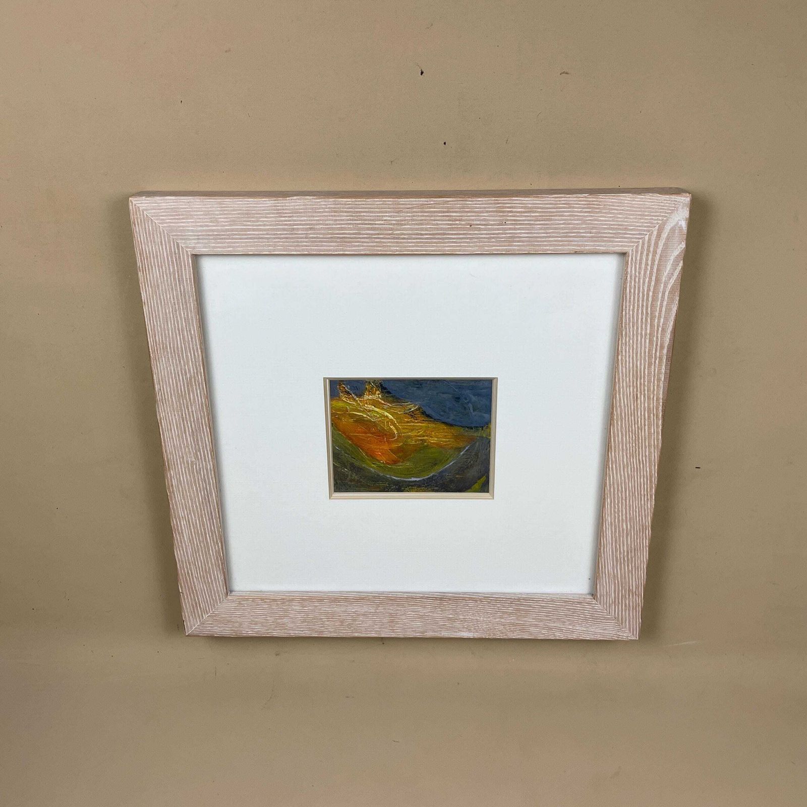 Joanna Day Artwork Original Art Acrylic Hand Painted Abstract Wooden Frame Warm Green Blue Yellow Orange 36cm X 34cm Small Focal photo 120.0
