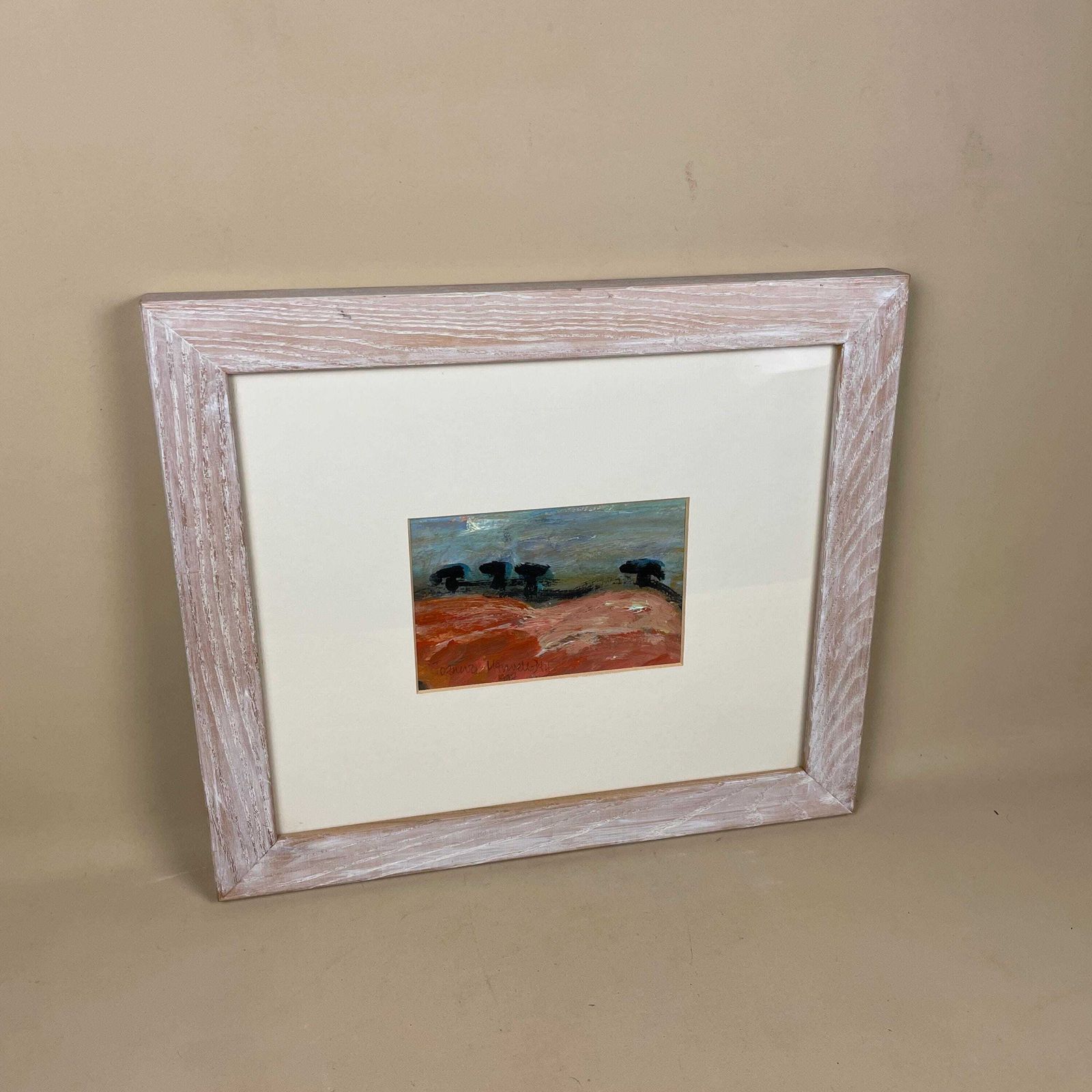 Joanna Day Artwork Original Art Acrylic Painted 1997 Country Countryside Warm Colours Red Orange Wooden Frame Focal photo Art