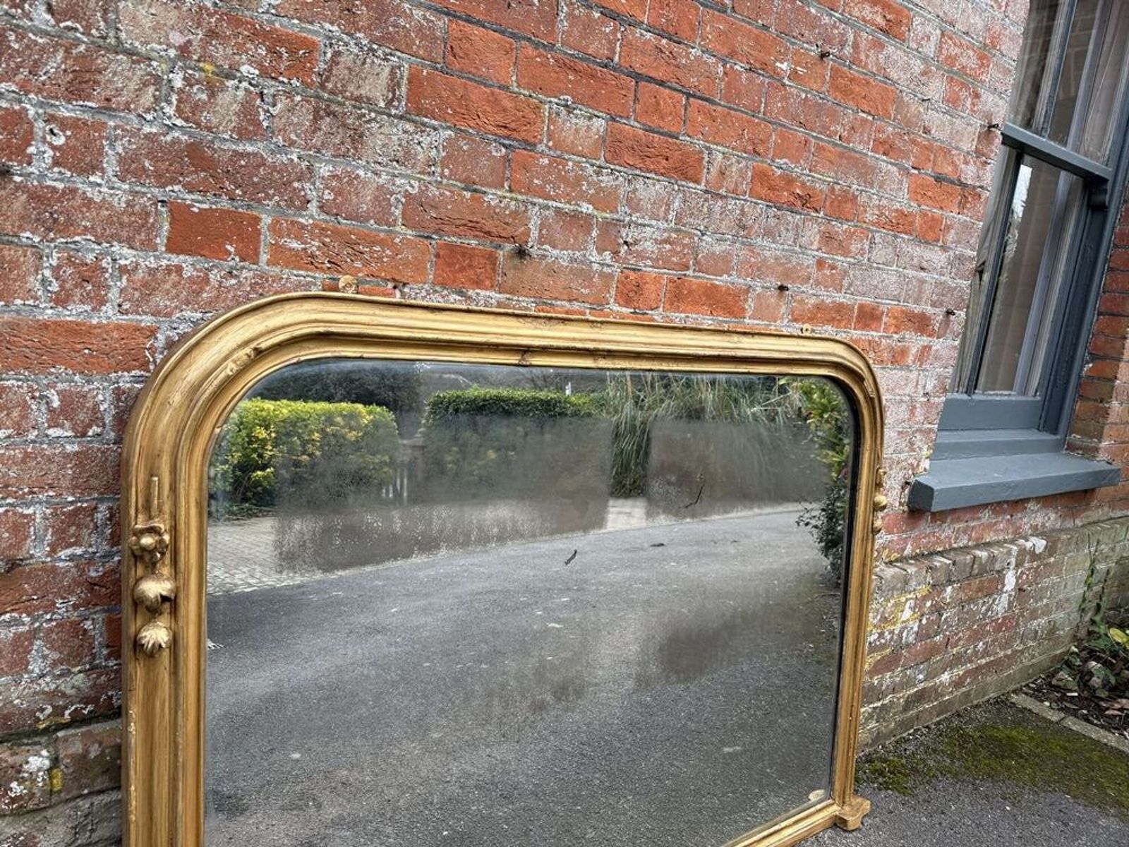 A Wonderful Large Antique English 19th C Gilt Overmantle Mirror photo vinterior