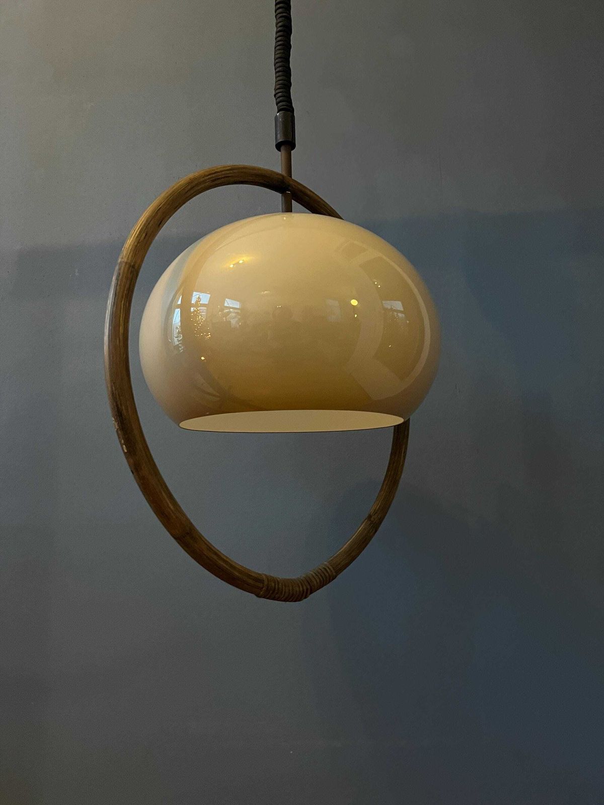 Mid Century Bamboo Dijkstra Space Age Mushroom Hanglamp photo vinterior
