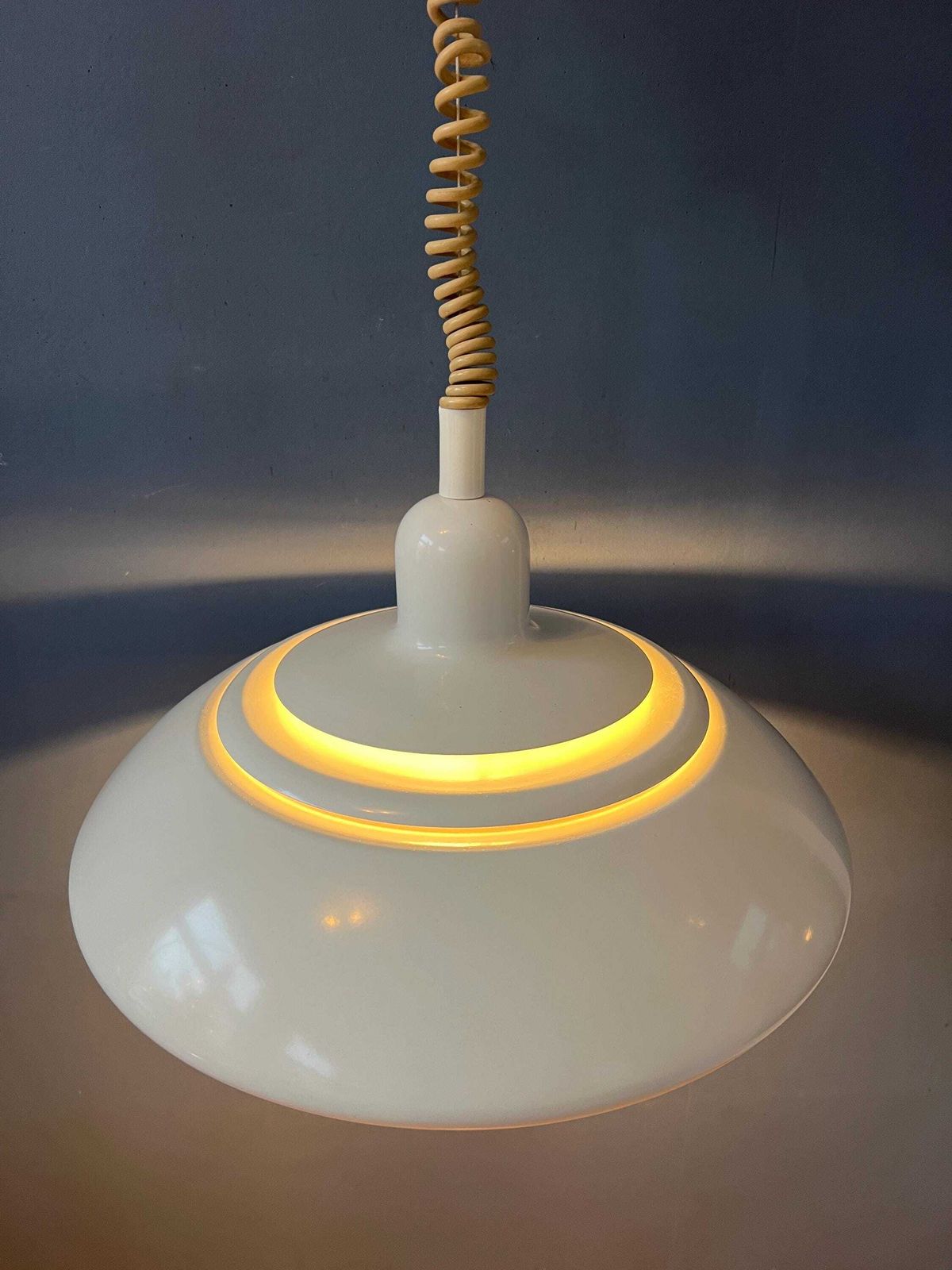Vintage Mid Century Beige Dijkstra Pendant Lamp photo for sale