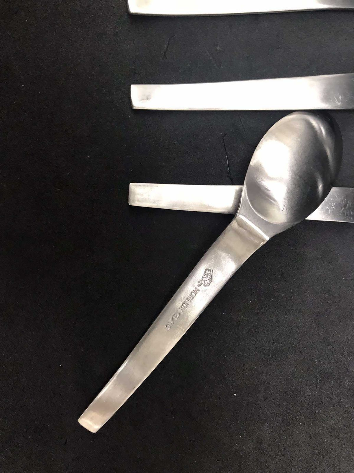 Modernist Flatware Spare Small Spoons Set 5 Carl Auböck Design For Morinox And Amboss 50s Post Modern Lunik 2060 Modern Austrian Design photo vintage