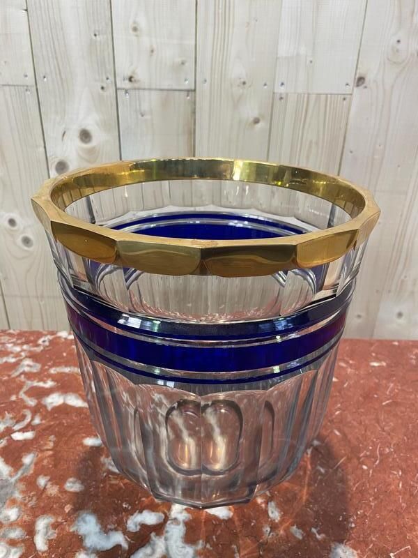 Vase En Cristal De Bohème Et Laiton photo for sale