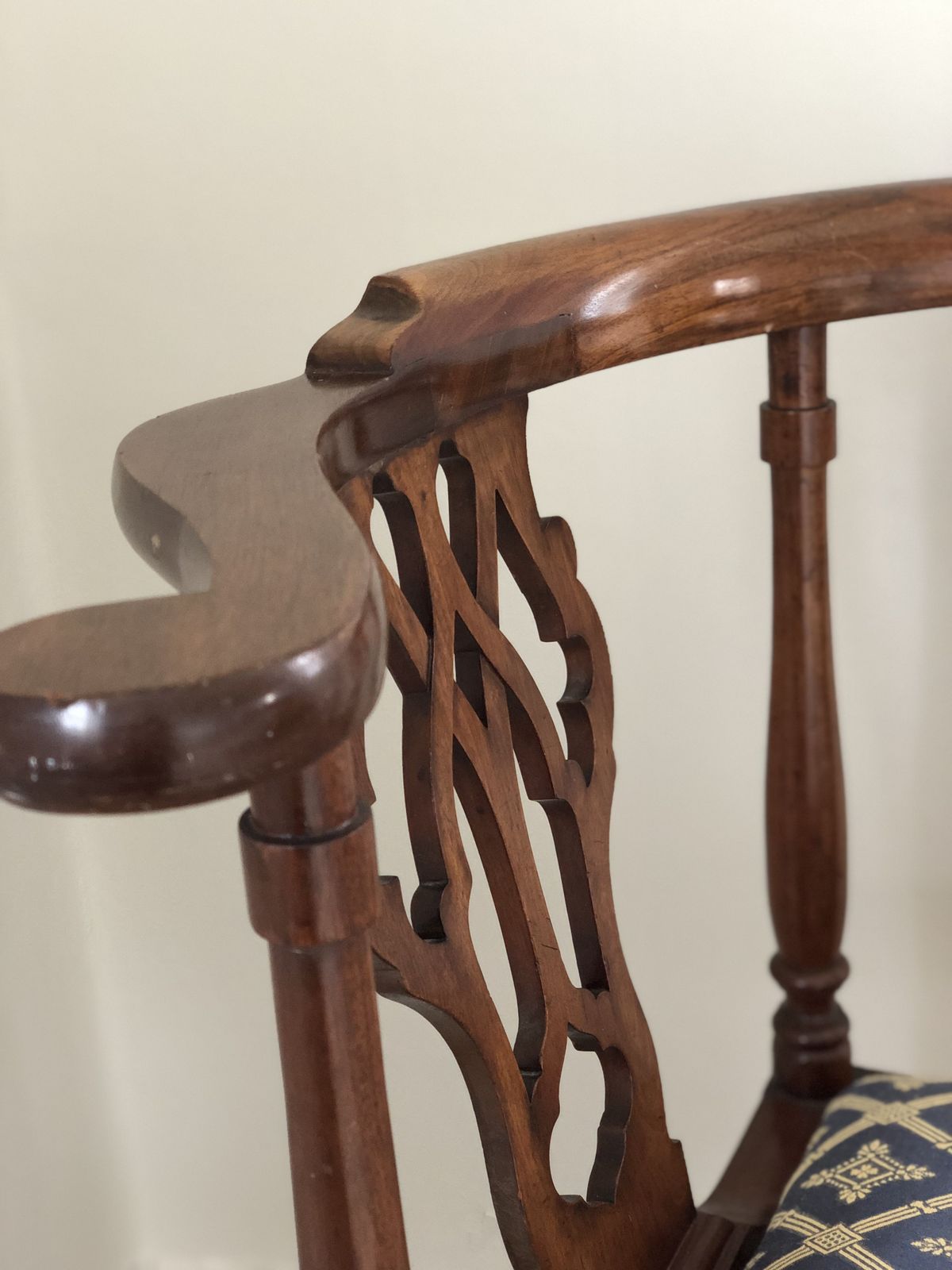 photo for sale Georgian Mahogany Corner Chair On Casters 19th Century