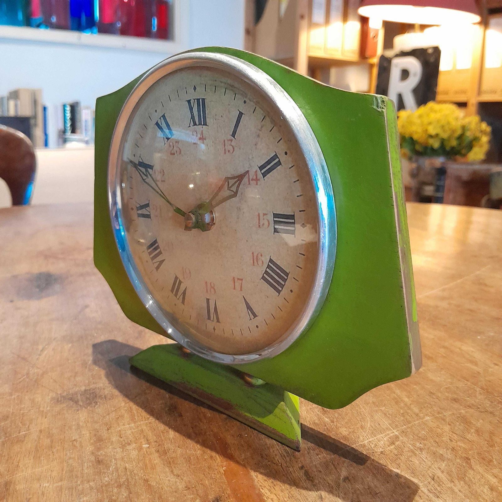 English Retro Clock By Metamec In Green, Mantel Clock, Home Decor, Retro Art photo furniture
