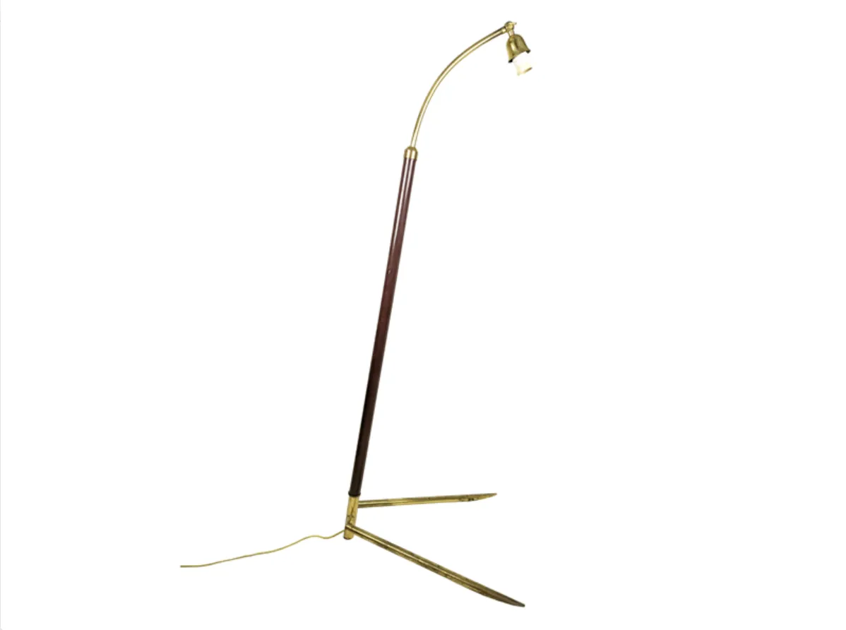 photo for sale Italian Burgundy Metal & Brass 1940s Floor Lamp
