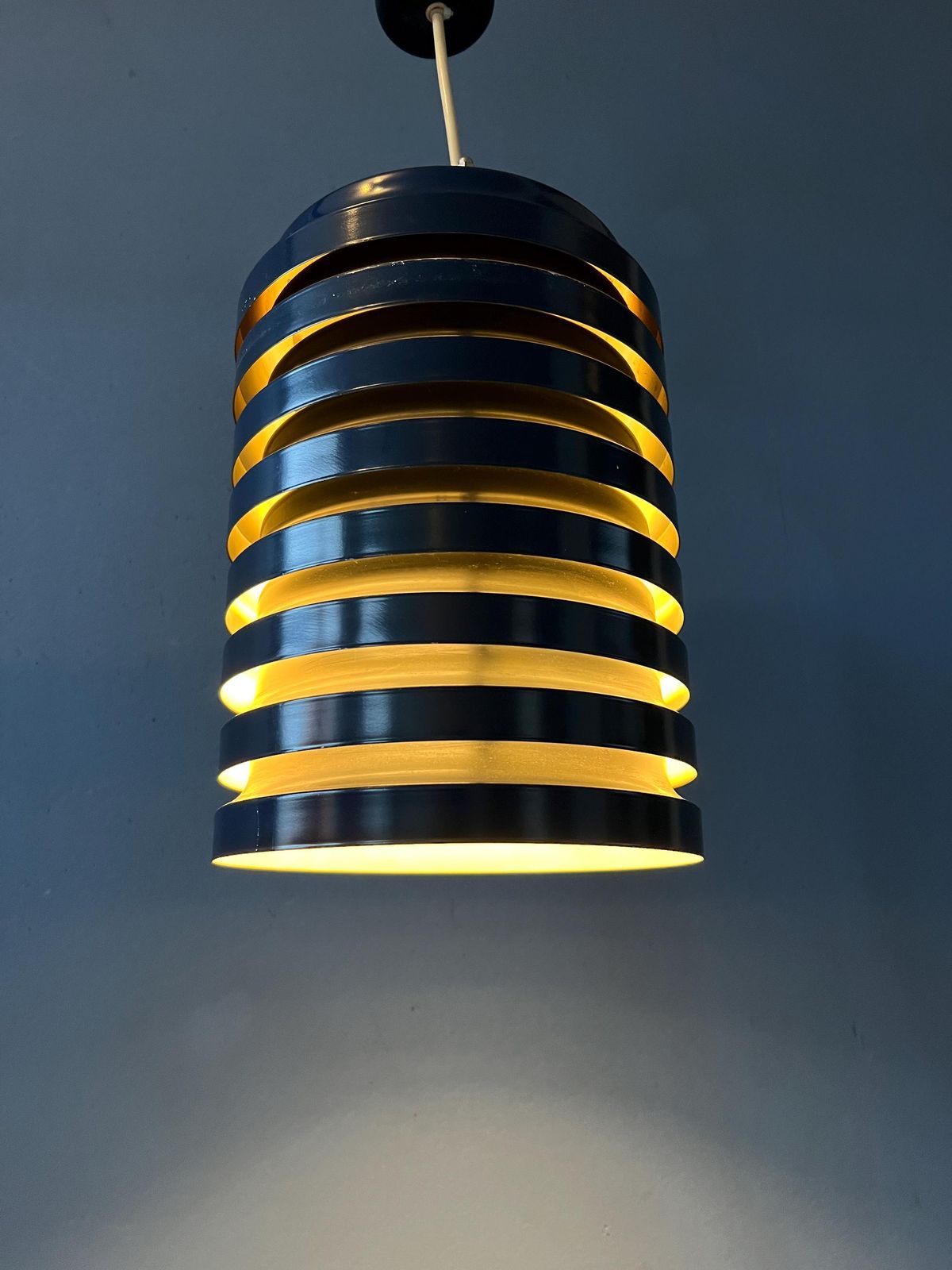 Vintage Blue Danish Mid Century Pendant Lamp photo for sale
