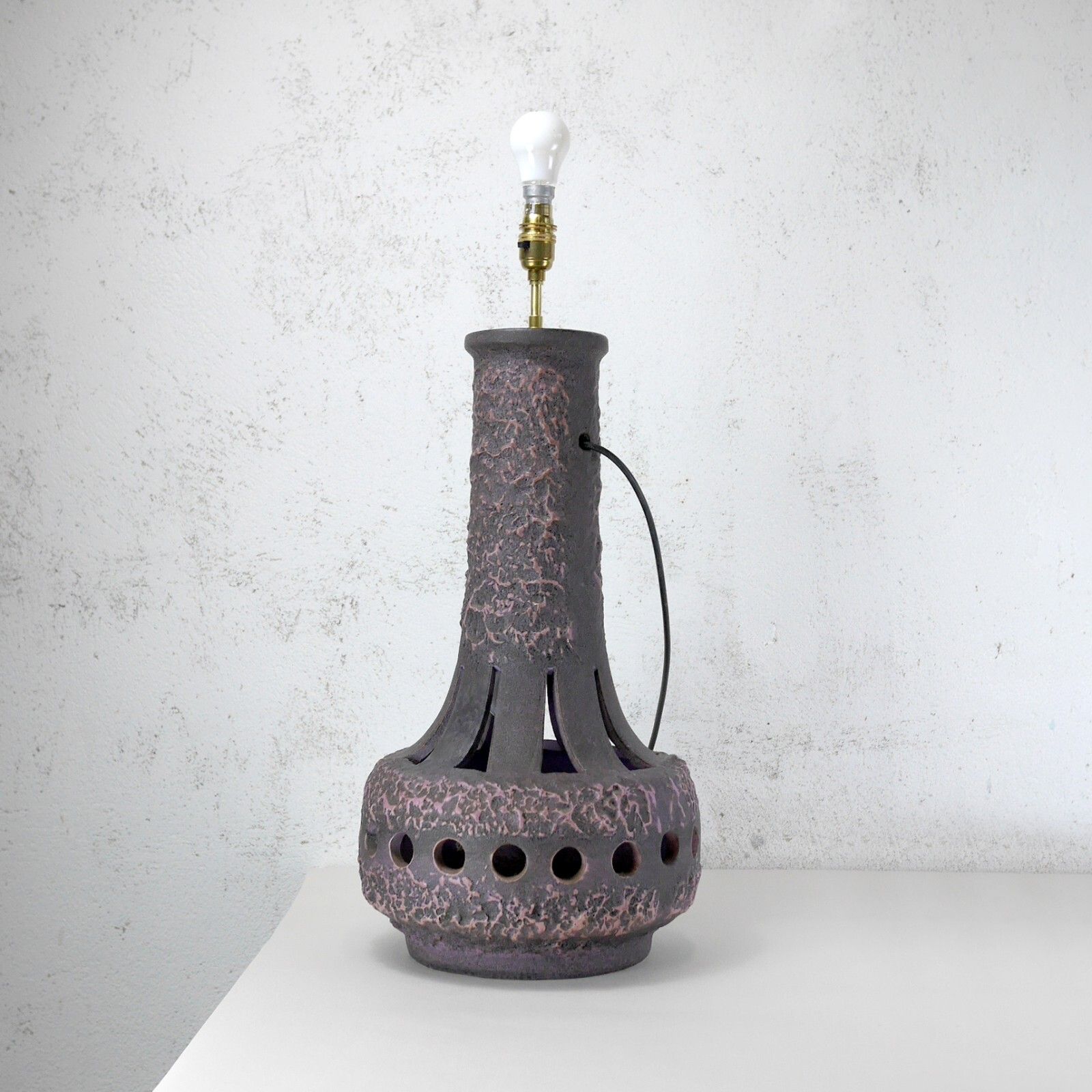 Large Vintage Mid Century Fat Lava Studio Pottery Floor Lamp West German #102641 photo vinterior