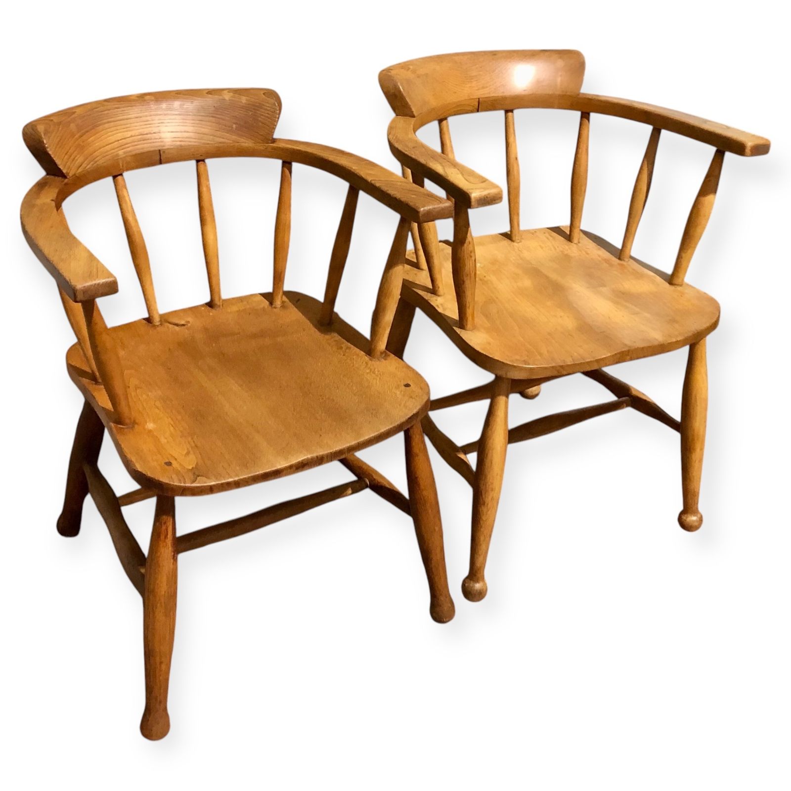 Handsome Pair Of Vintage Desk Chairs / Smokers Bows