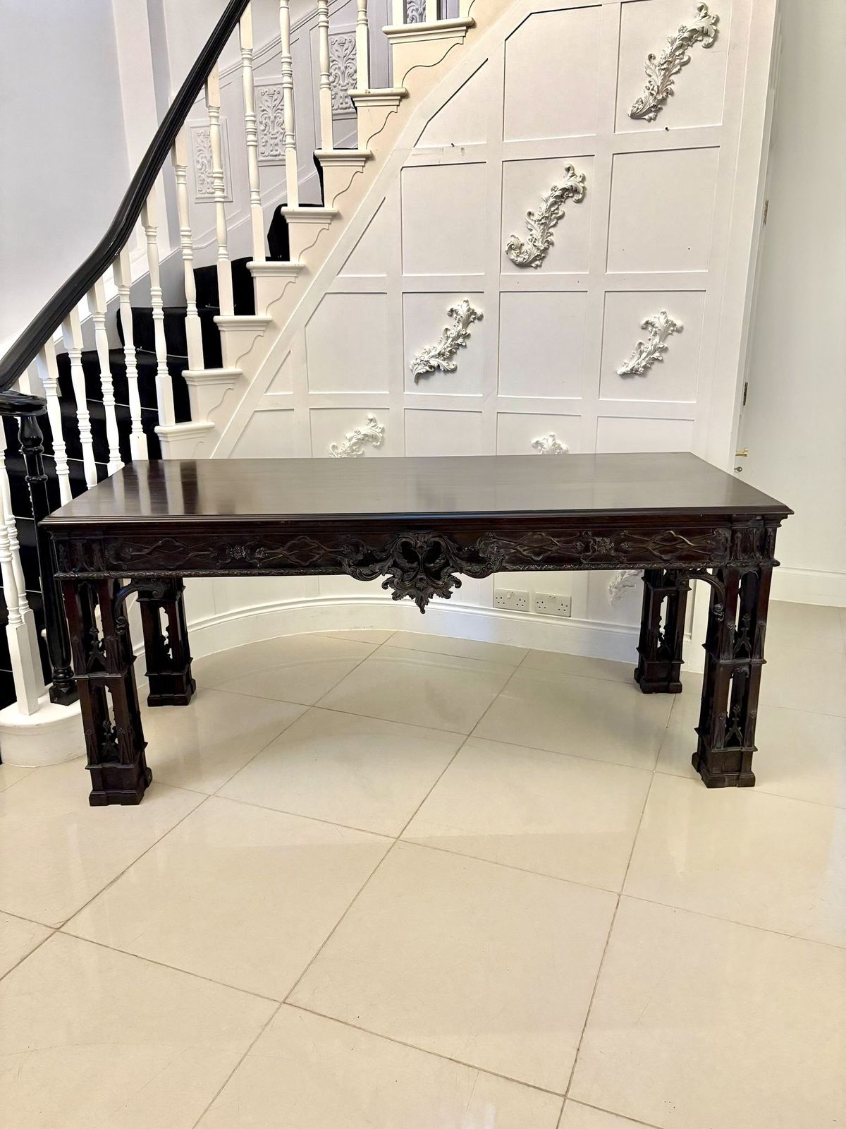 Large Antique 19th Century Outstanding Quality Carved Mahogany Table In The Chinese Chippendale Manner photo for sale