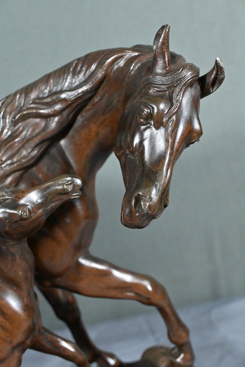 Horse And Its Foal In Spelter, Signed E.Loiseau – Early 20th Century photo buy