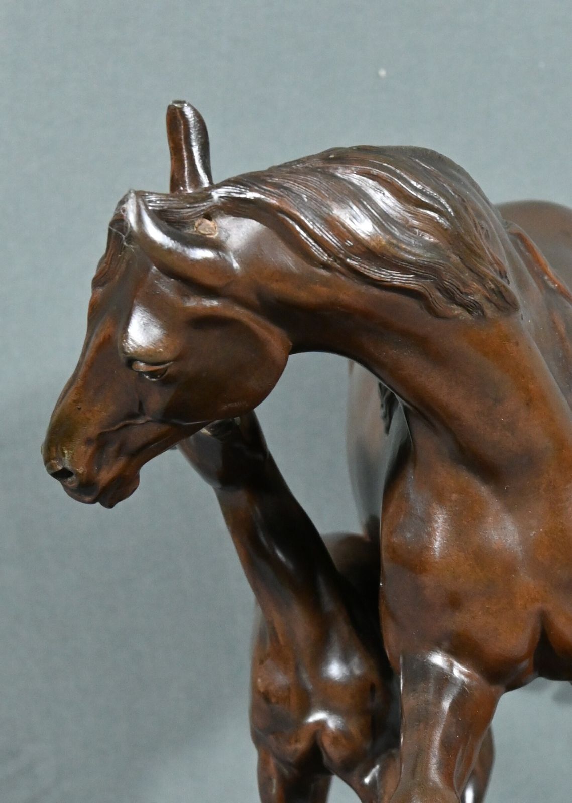 photo furniture Horse And Its Foal In Spelter, Signed E.Loiseau – Early 20th Century