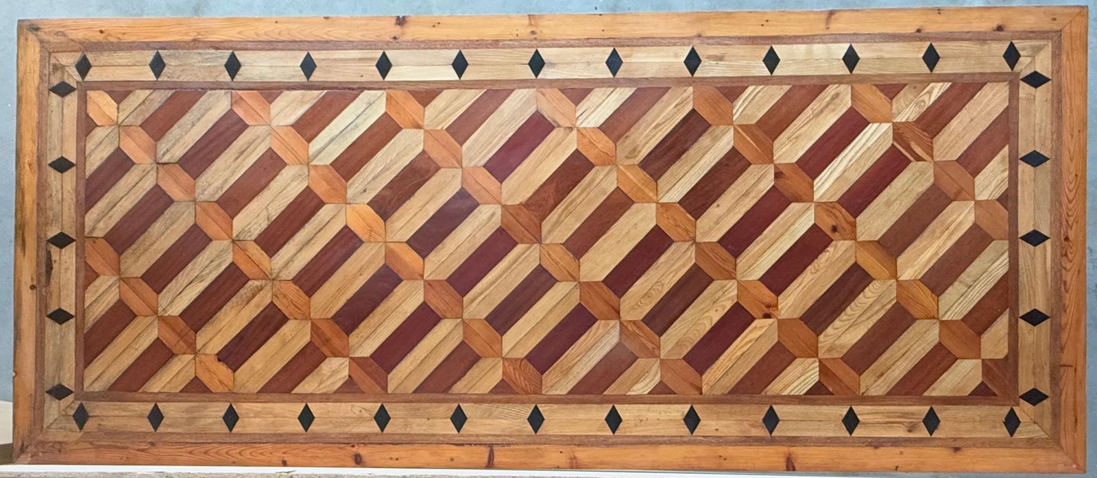 photo for sale Country French Provincial Style Oak Farmhouse Dining Table With Marquetry Top