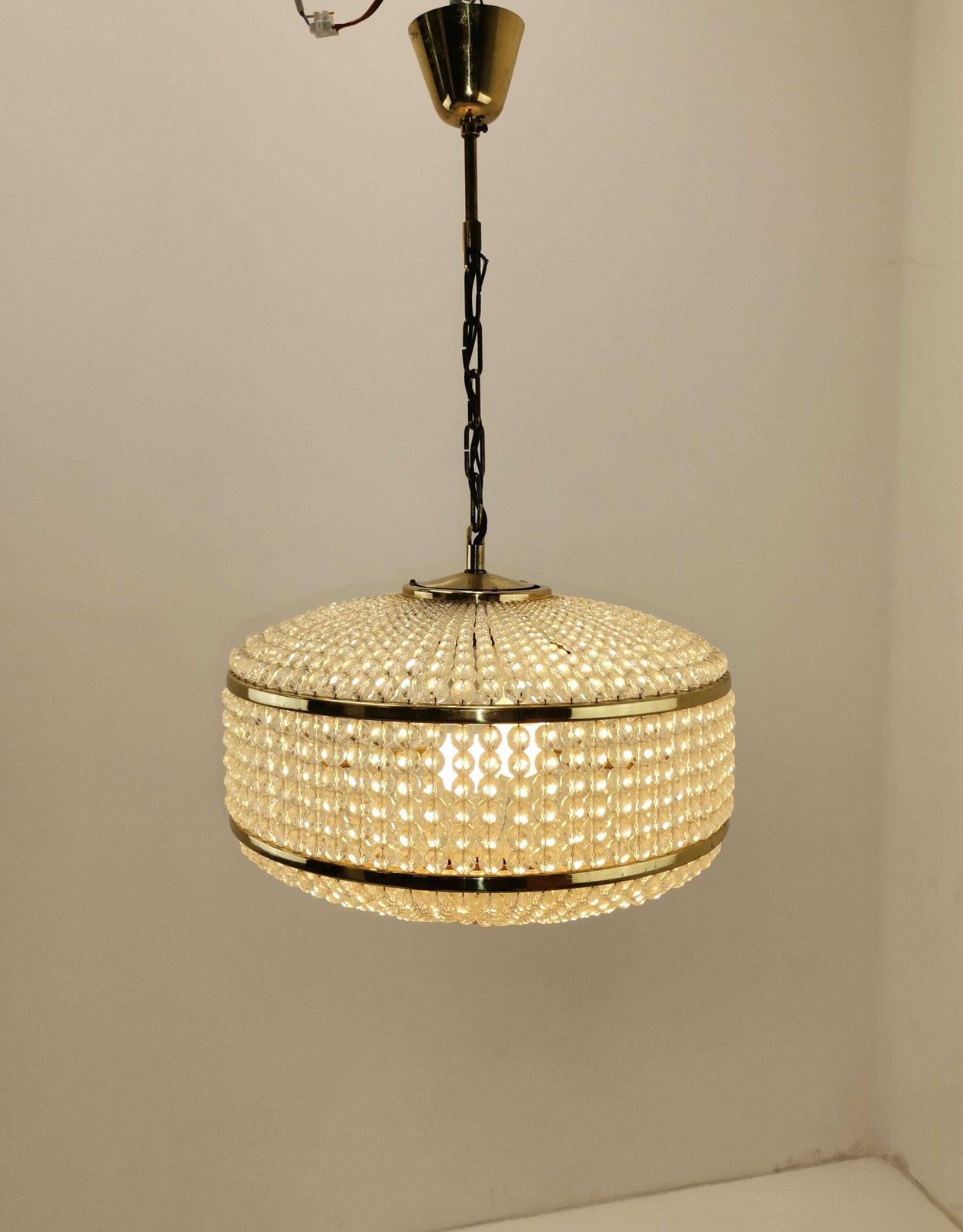 Vintage Brass & Swarovski Crystal Chandelier / J.L Lobmeyr 60s Austria photo furniture