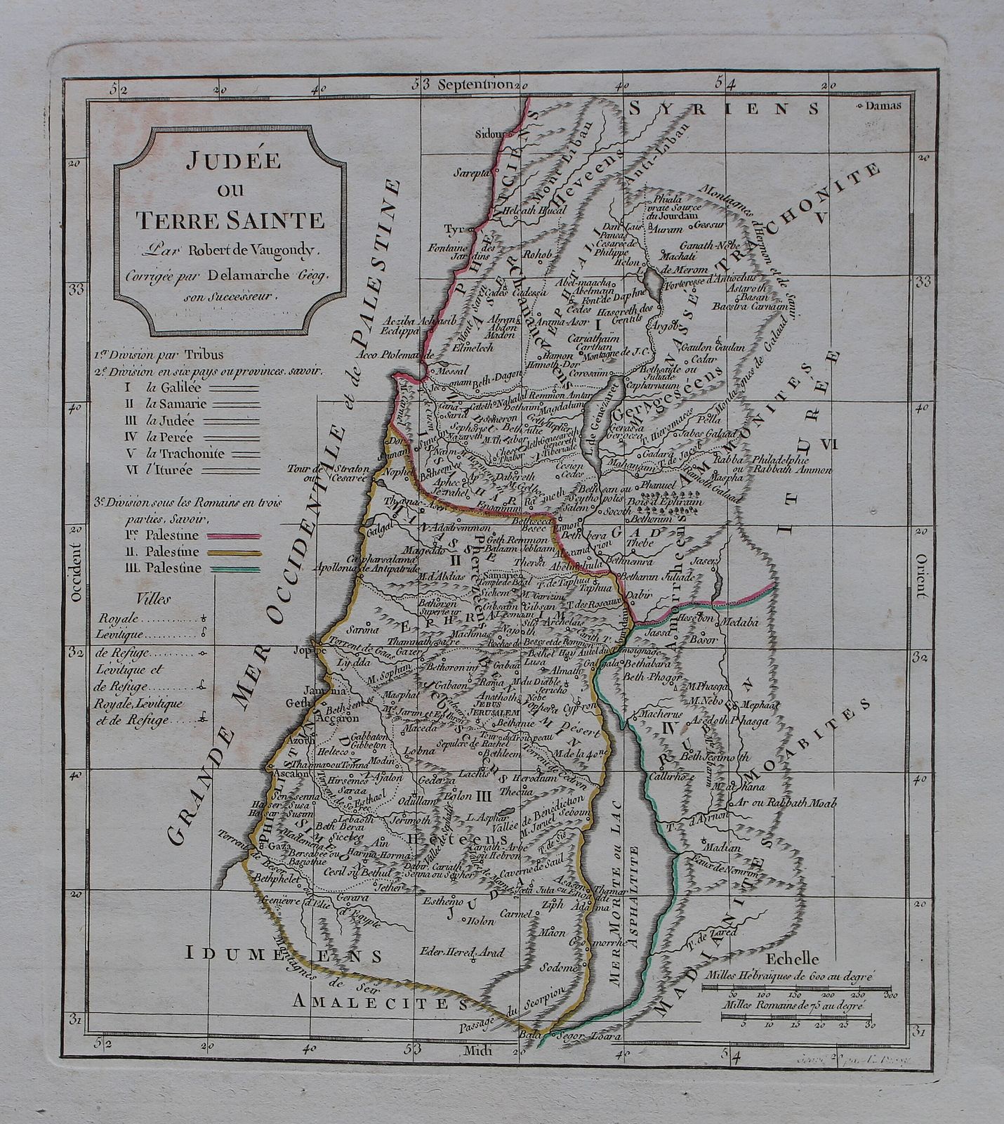 Judee Ou Terre Sainte (Present Day Israel And Jordan) By Robert De Vaugondy C1795 photo furniture