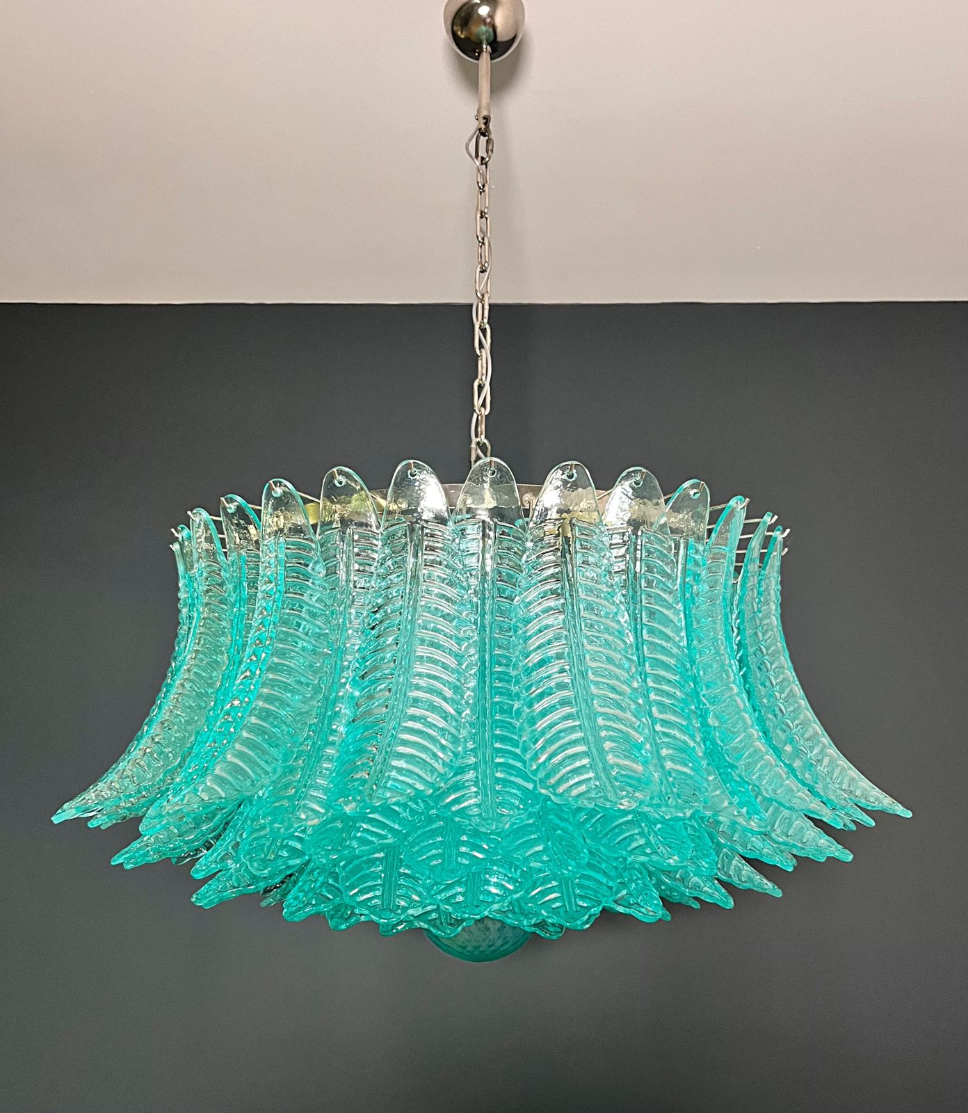Large Murano Glass Chandelier  100 Turquoise Felci Glasses photo 2990.0