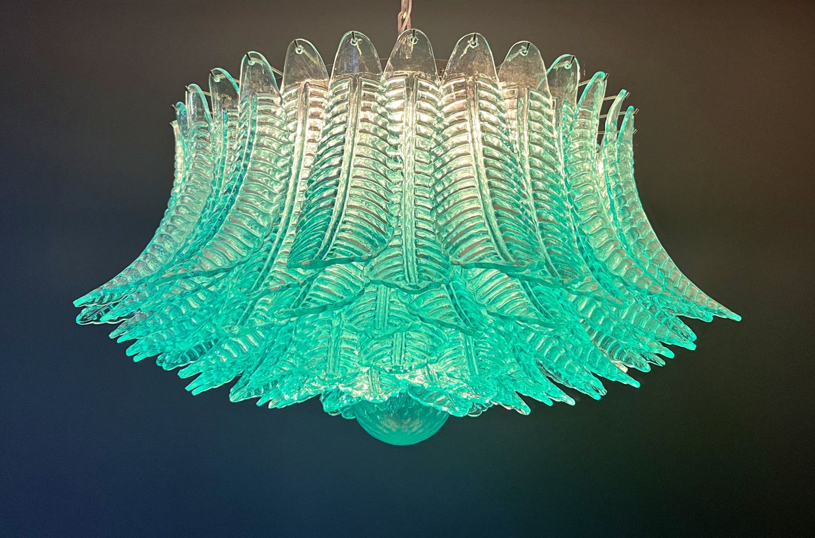 Lighting Large Murano Glass Chandelier  100 Turquoise Felci Glasses photo