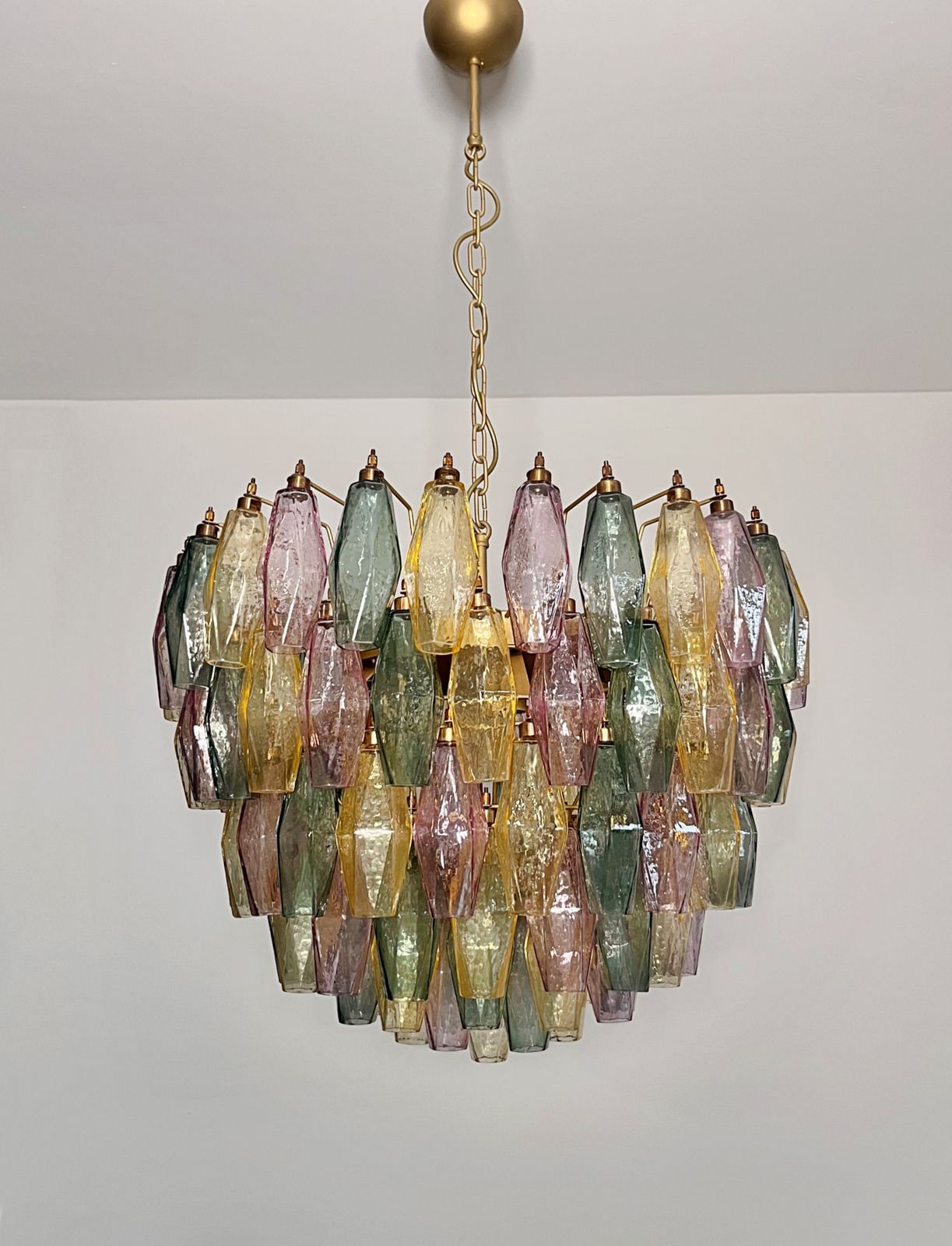photo for sale Amazing Murano Glass Candelier – 111  Multicolored Poliedri
