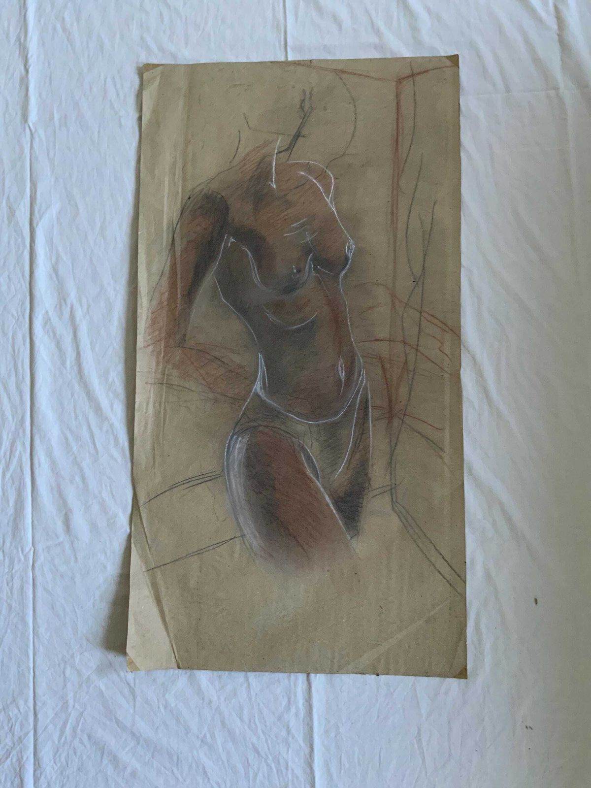 Timea's 1970 Hungarian Sketch: Bold Shading, Vintage Charm, Unique Character. Ideal For Framing Or As A Statement Piece. Artist Drawing