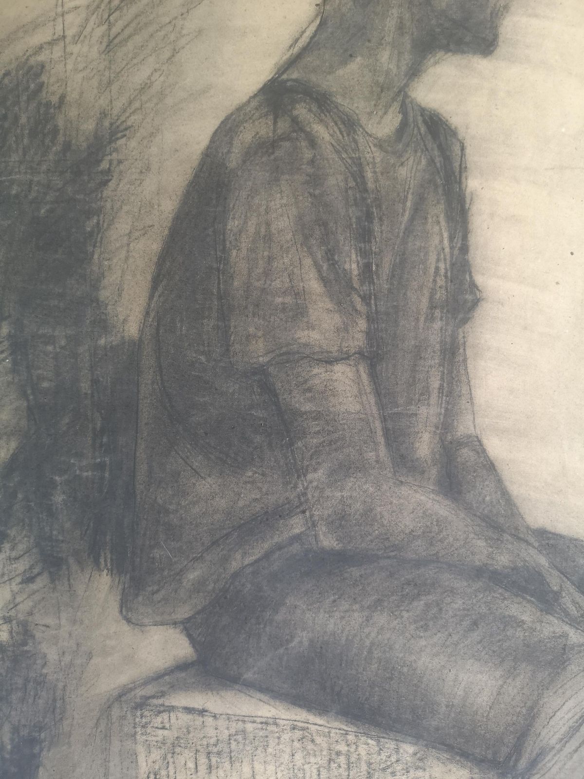 Timea's 1970 Hungarian Sketch: Bold Shading, Vintage Charm, Unique Character. Ideal For Framing Or As A Statement Piece. Artist Drawing photo furniture