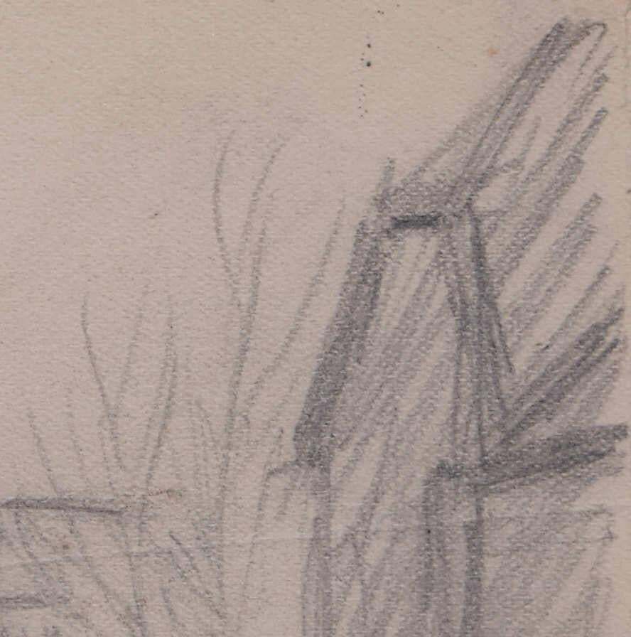 View Of The Village Church, Pencil Sketch By George Bissill photo Art