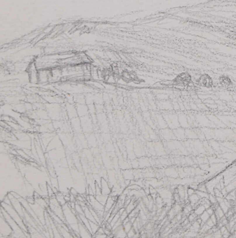 Field View In North Devon, Pencil Sketch By George Bissill photo Art