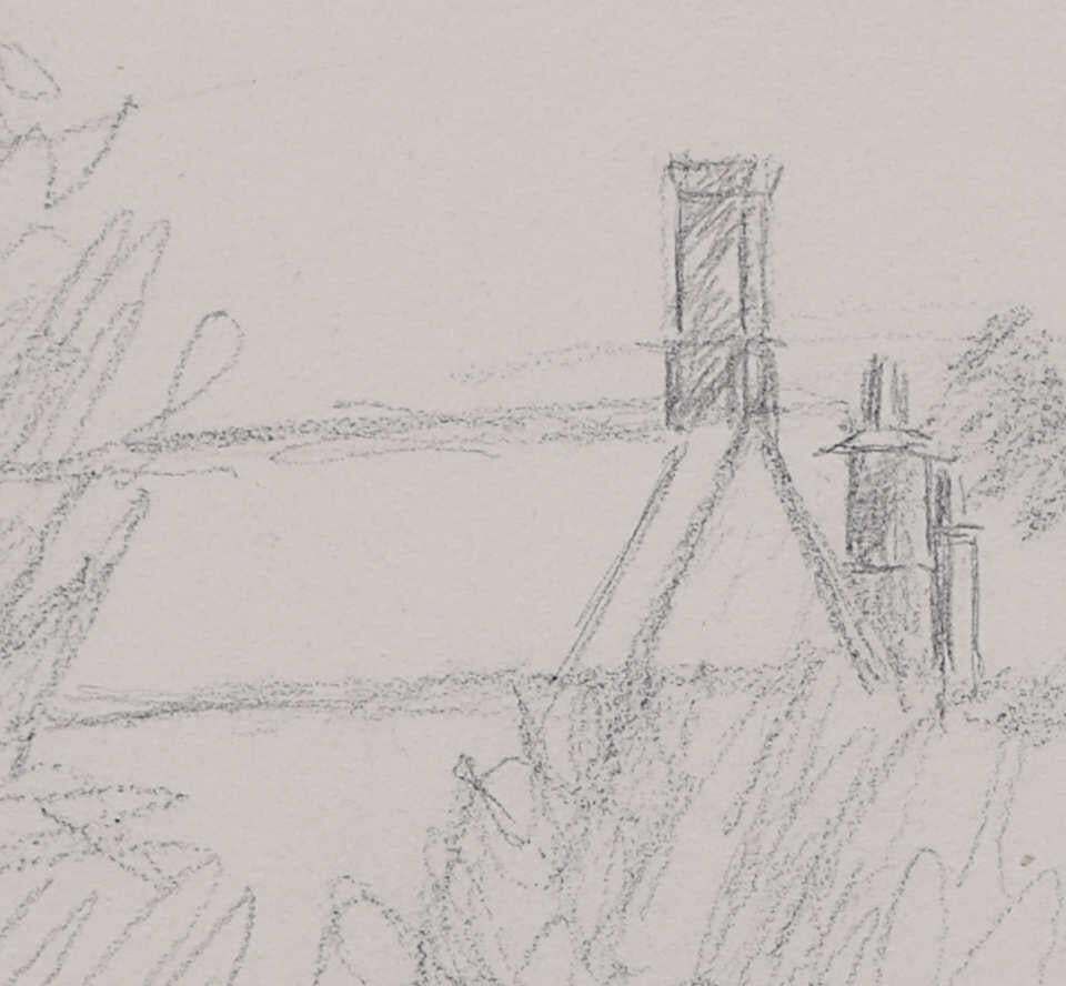 The New Inn, Willersey, Pencil Sketch By George Bissill photo for sale