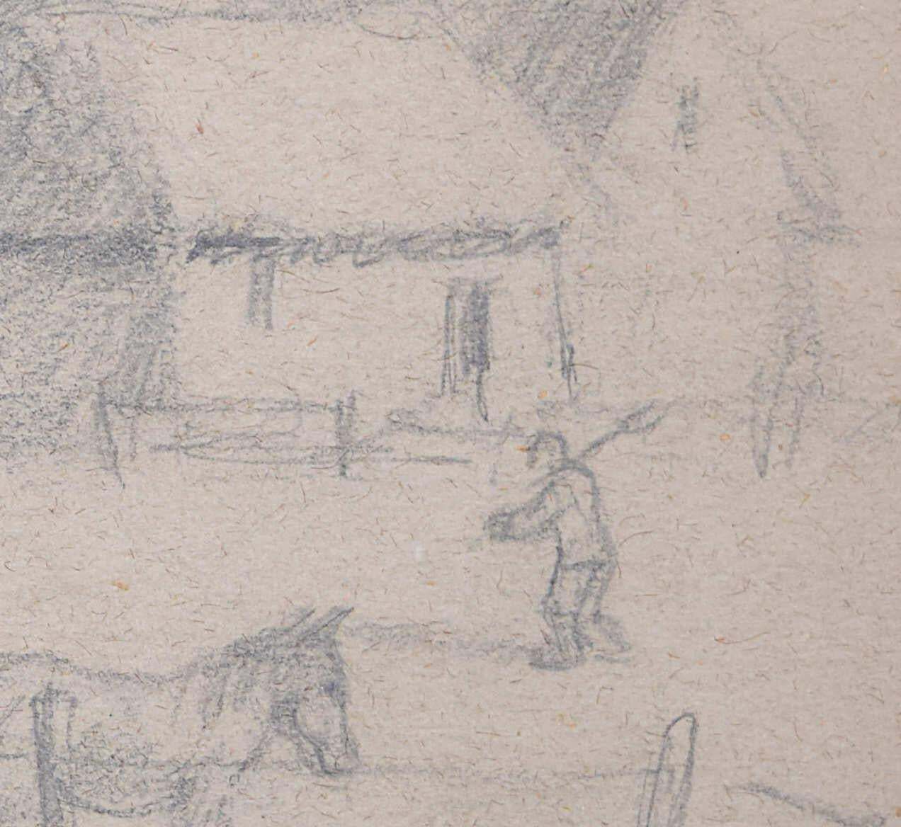 A Moment Of Rest, Pencil Sketch By George Bissill photo furniture