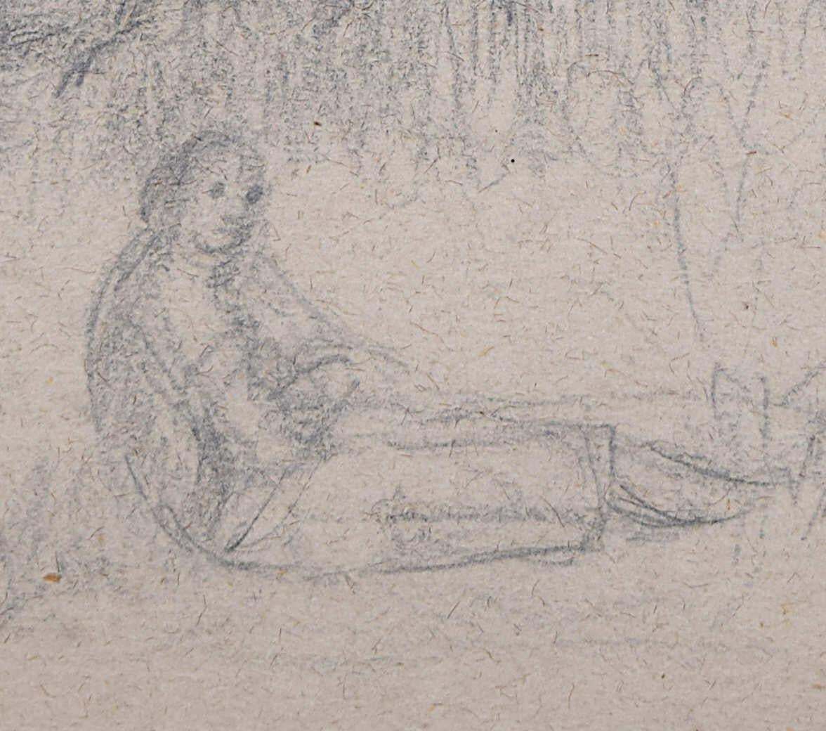 A Moment Of Rest, Pencil Sketch By George Bissill photo for sale