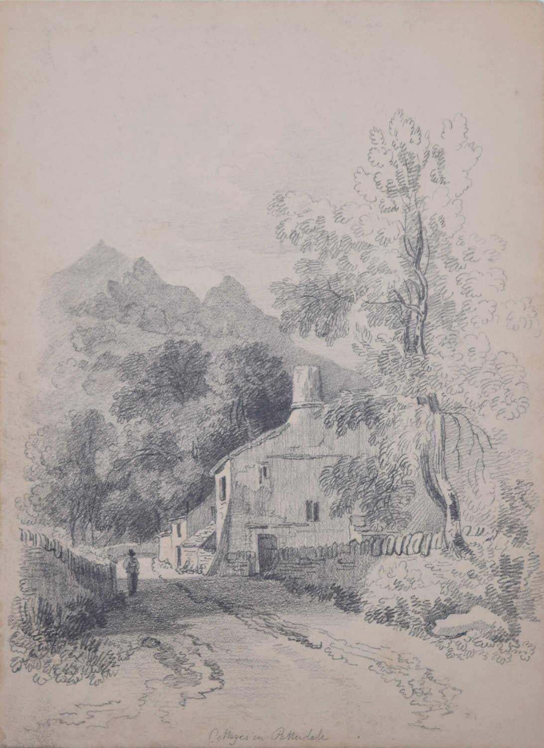 Four Gloucestershire Cottages, Pencil Sketch By George Bissill photo vinterior