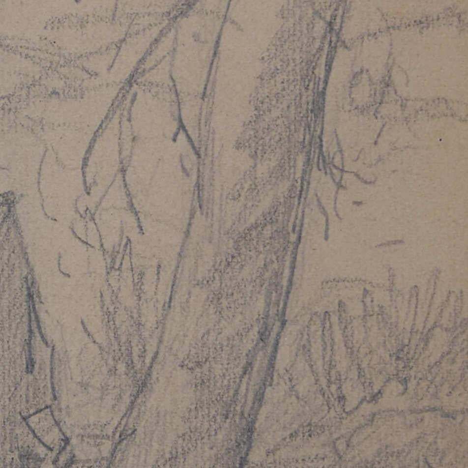 Farmhouse View, Pencil Sketch By George Bissill photo Art