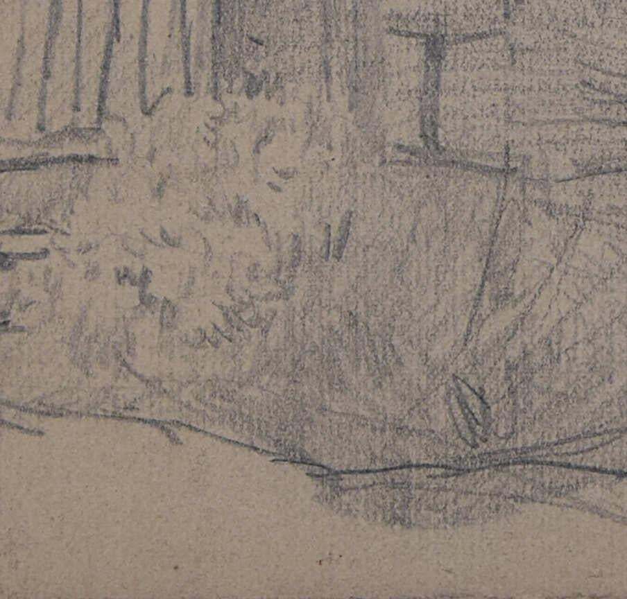 Farmhouse View, Pencil Sketch By George Bissill photo 214.0