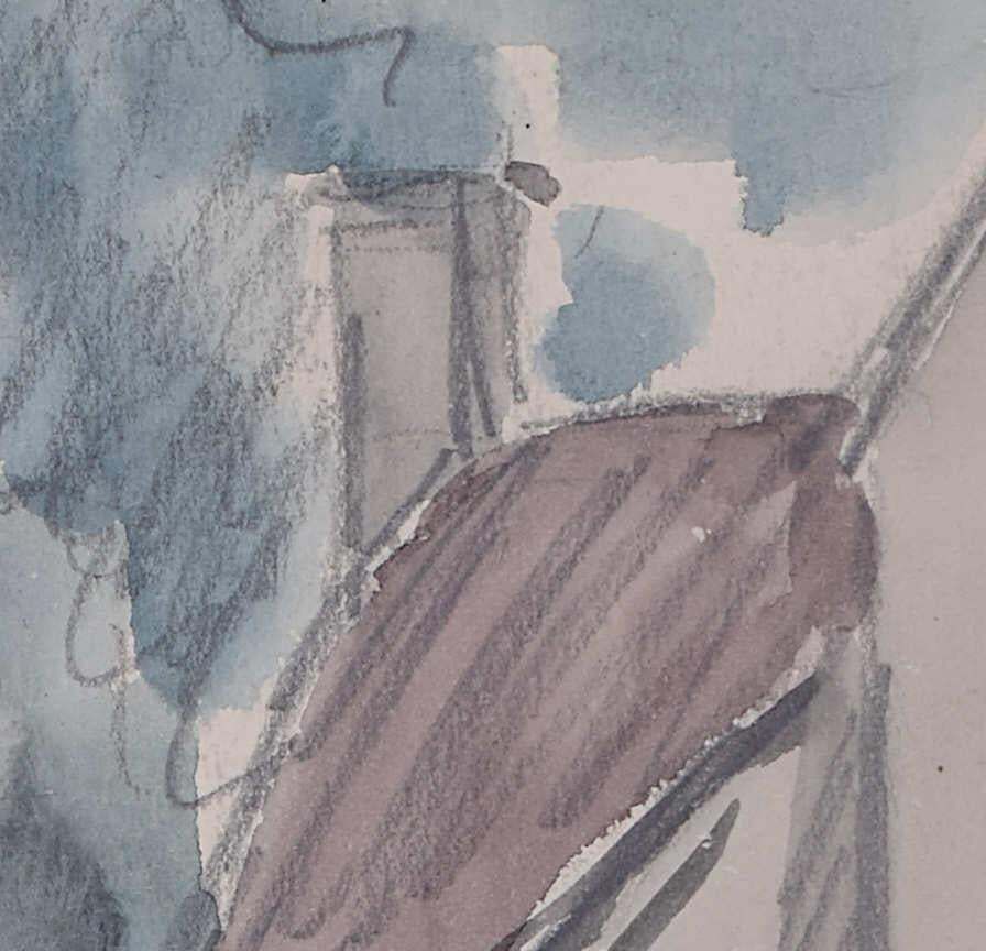 View Through The Village, Watercolour By George Bissill photo 407.0